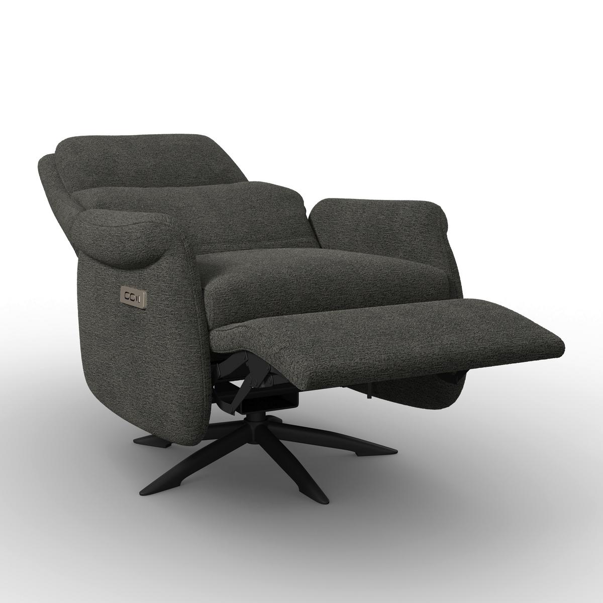 Elektrischer Relaxsessel Alice mit Liege- und Relaxfunktion - Dunkelgrau/Schwarz, MODERN, Holz/Textil (76/110/90cm) - Bessagi Home