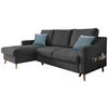 Wohnlandschaft Valentina Schwarz Mikrofaser - Blau/Schwarz, Design, Holz/Textil (150/228cm) - MID.YOU
