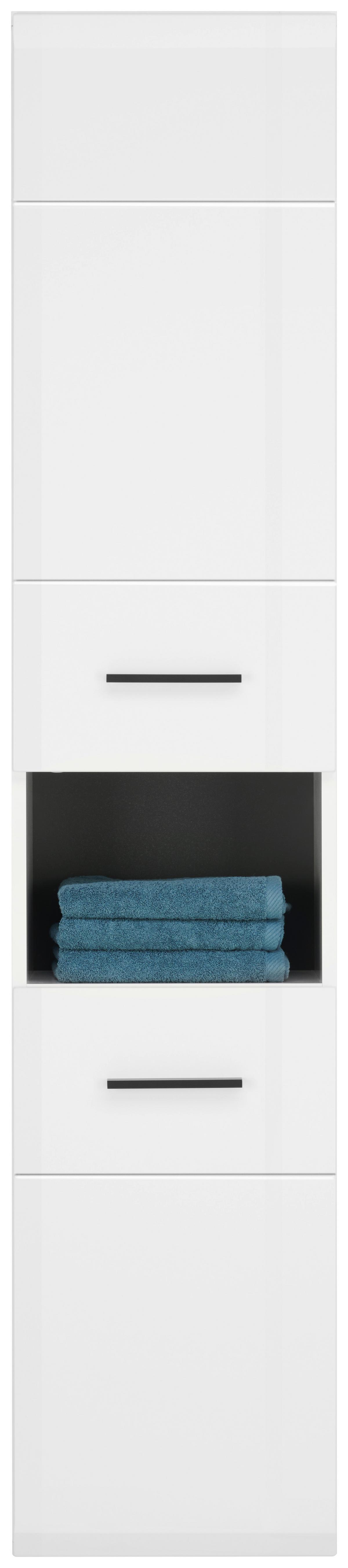 Visoka Omara Avanti, Bela - bela/visoki sijaj, Design, umetna masa/leseni material (36/170/31,6cm) - Hom`in