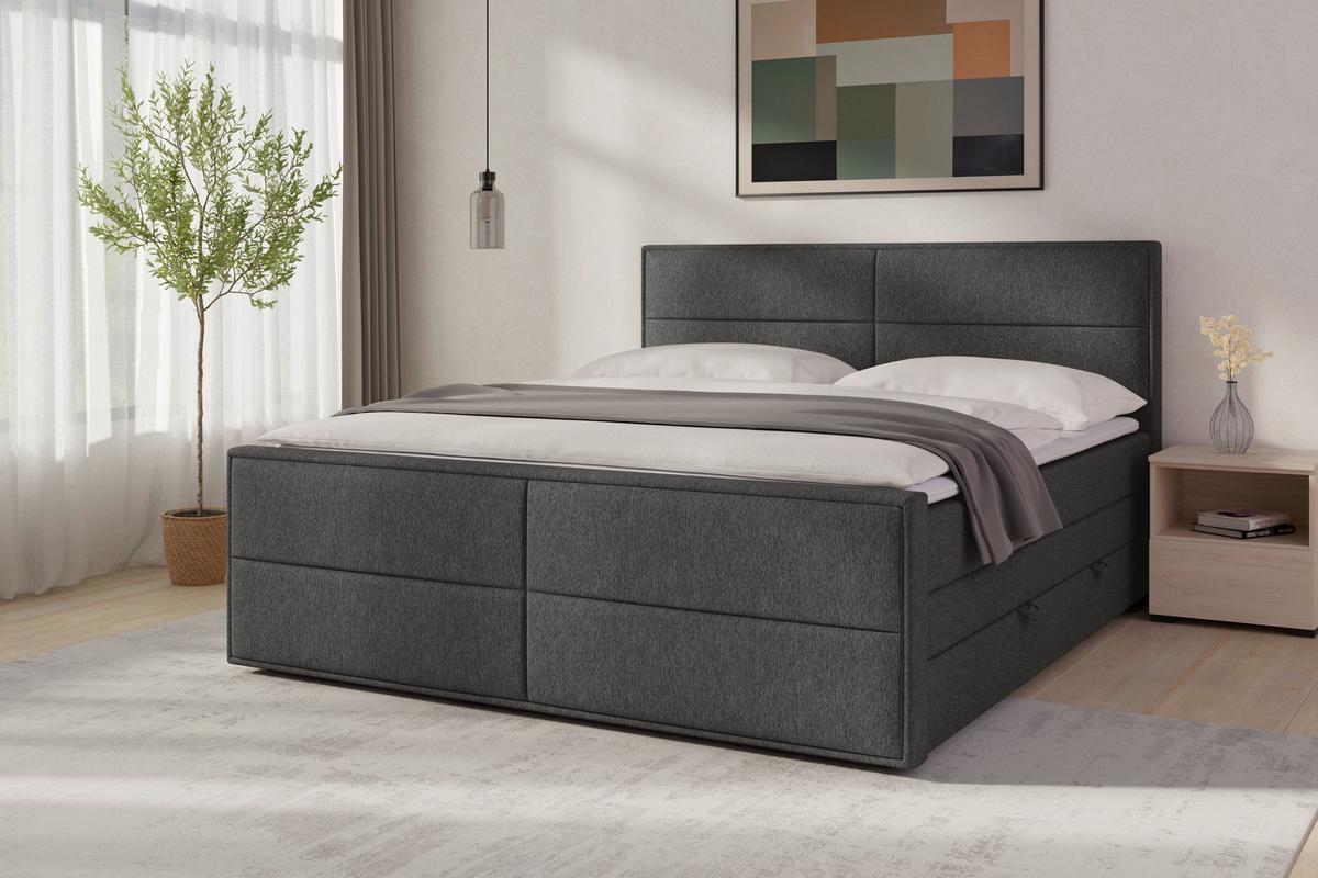 Boxspringbett Palermo ca. 180x200 cm Anthrazit - Anthrazit, MODERN, Holz/Kunststoff (180/200cm) - MID.YOU