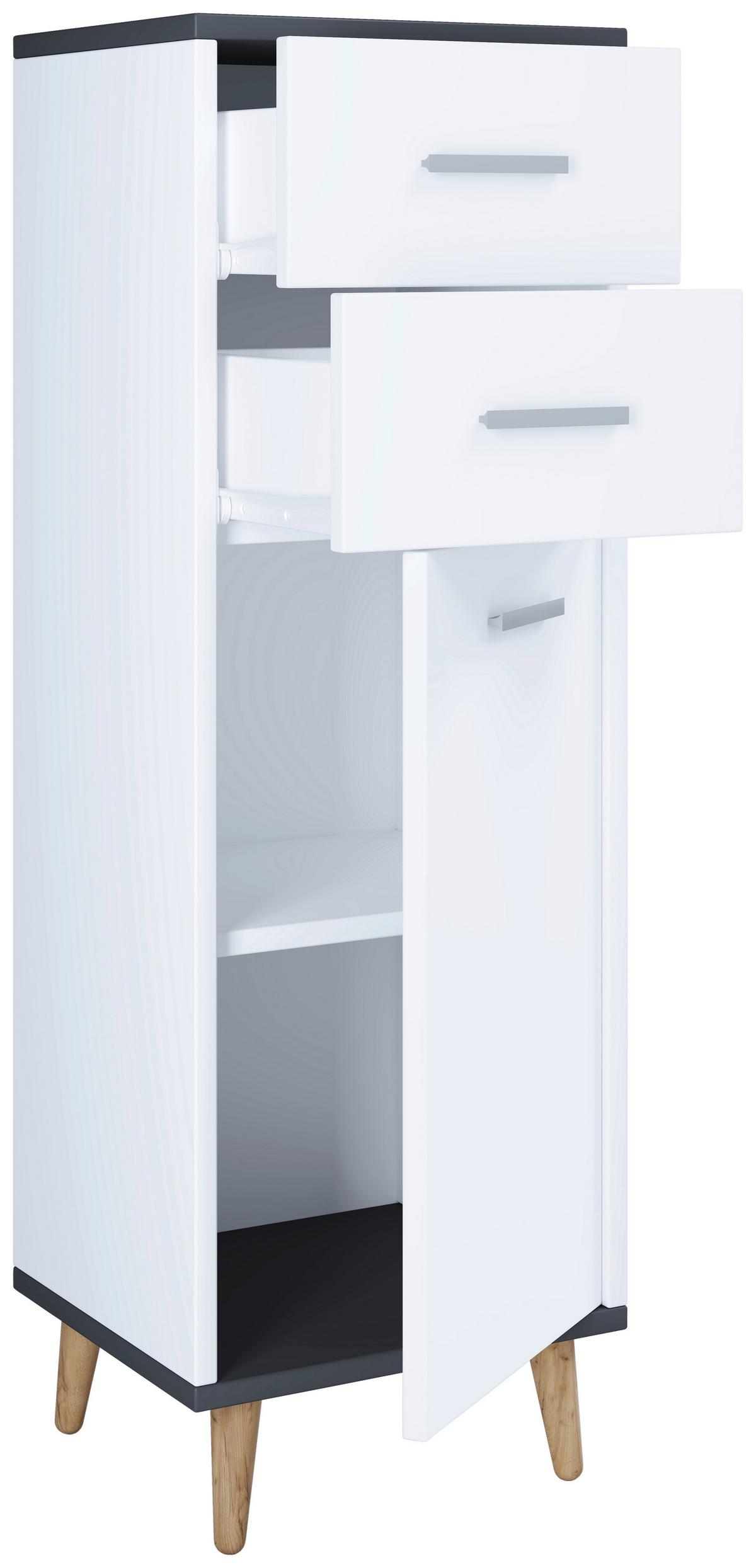 Badmöbel-Set 4-tlg. Landos ca. 124 cm Anthrazit/Weiß - Anthrazit/Weiß, MODERN, Holzwerkstoff (124cm) - MID.YOU
