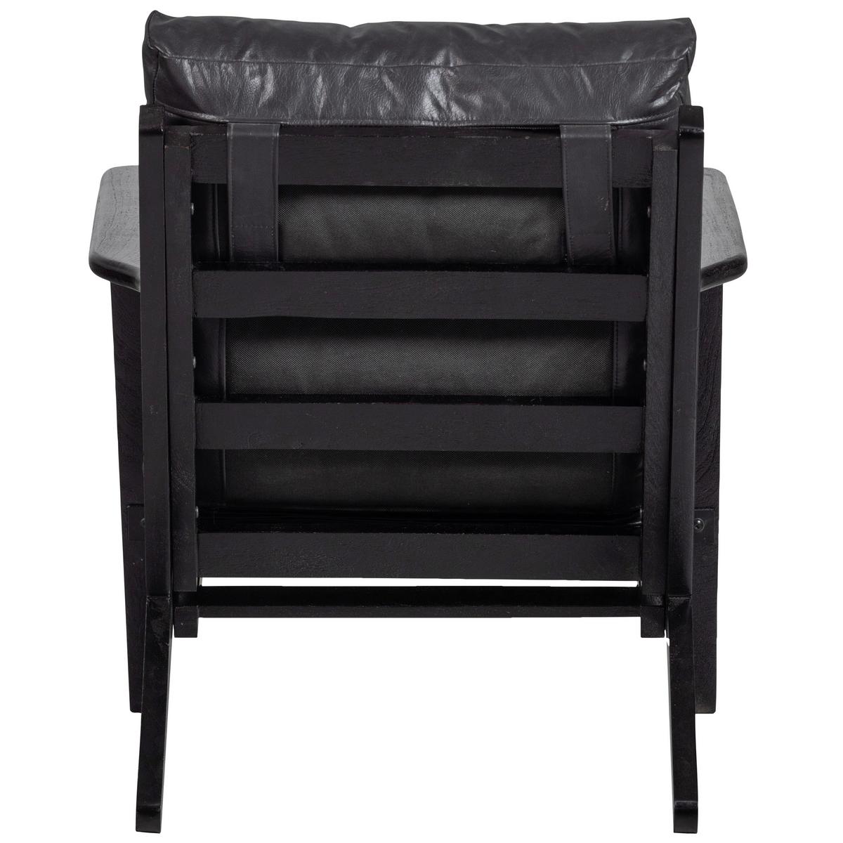 Sessel Houston Akazie/Leder Schwarz - Schwarz, Design, Leder/Holz (71/86/71cm) - Livetastic