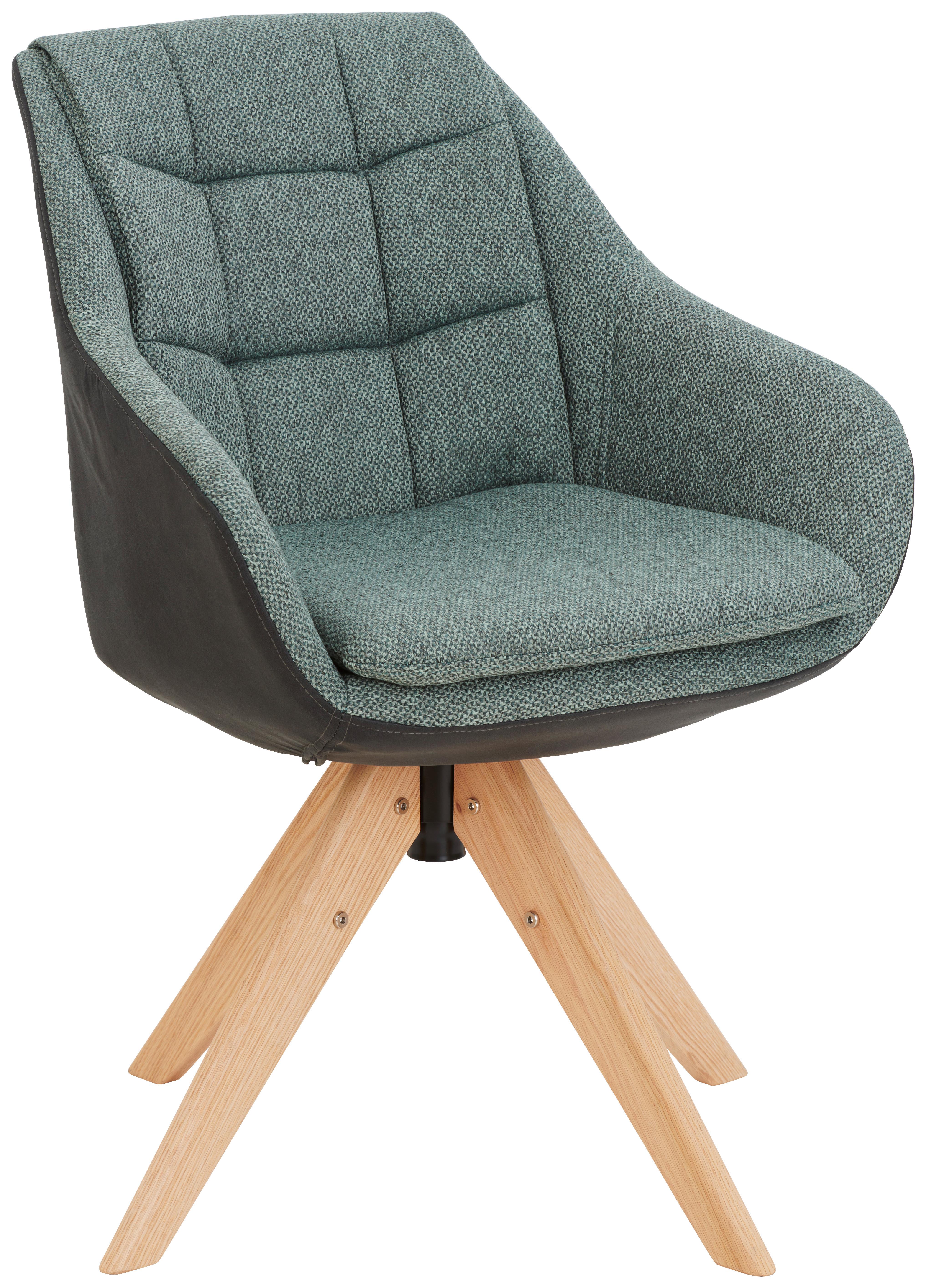 KRZESŁO Z PODŁOKIETNIKAMI FRESH - kolor dębowy/antracytowy, Konventionell, drewno/tkanina (57/83,5/60cm) - Landscape