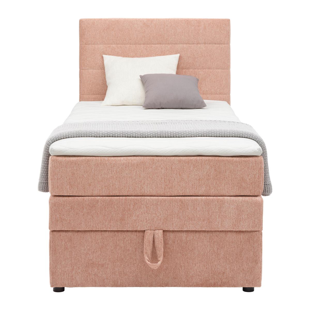 Boxspringbett Palma in Rosa ca. 90x200cm mit Topper - Schwarz/Rosa, Holz/Kunststoff (90/200cm) - Mömax