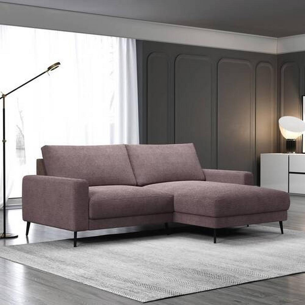 Wohnlandschaft Cora Altrosa - Altrosa/Schwarz, MODERN, Holz/Textil (223/86/161cm) - Mömax