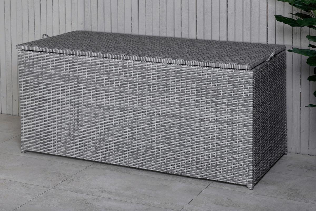 Kissenbox London ca. 130x61x60 cm Grau - Grau, KONVENTIONELL, Kunststoff (130/61/60cm) - Gardenson