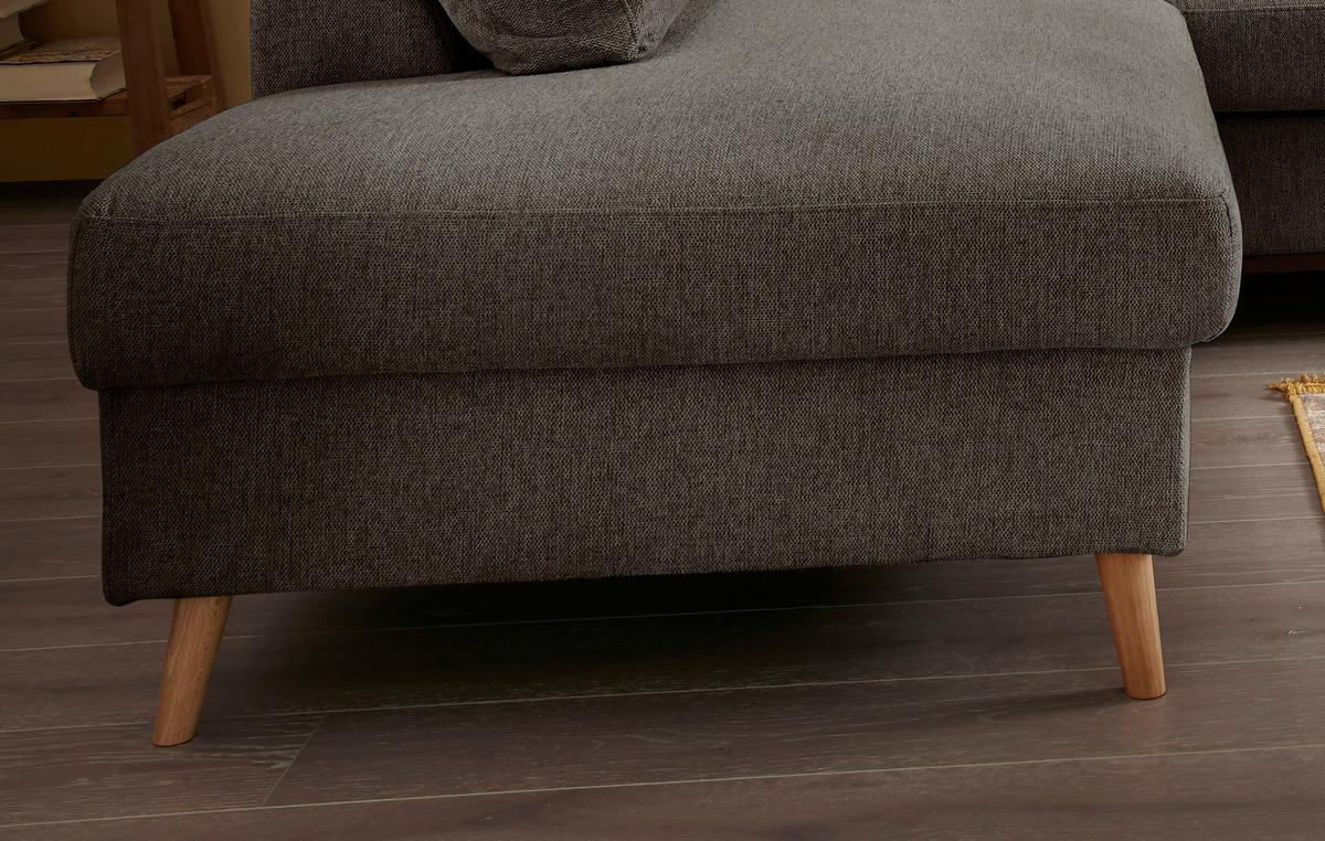 Wohnlandschaft Valentina Braun Struktur - Braun/Naturfarben, KONVENTIONELL, Holz/Textil (200/230cm) - P & B