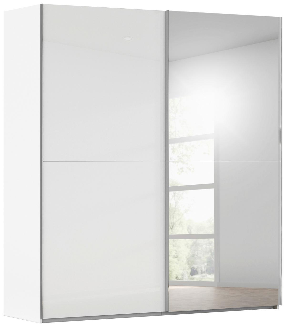 Schwebetürenschrank Fifty Grau/Weiß - Chromfarben/Weiß, KONVENTIONELL, Glas/Holzwerkstoff (201/223/66cm) - Premium Living