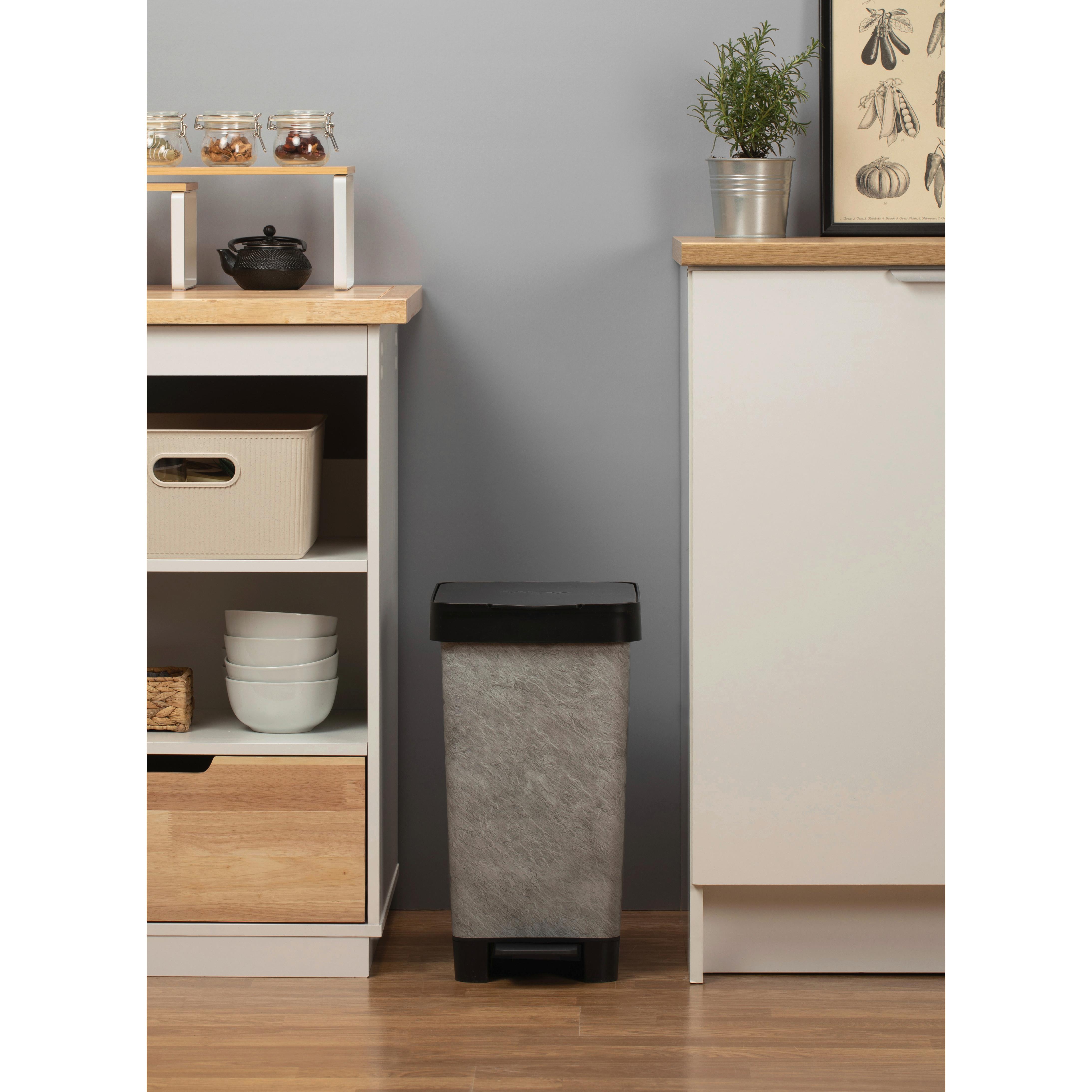 Treteimer Style Schwarz/Grau ca. 25l - Schwarz/Grau, MODERN, Kunststoff/Metall (26/36/47cm) - Mömax
