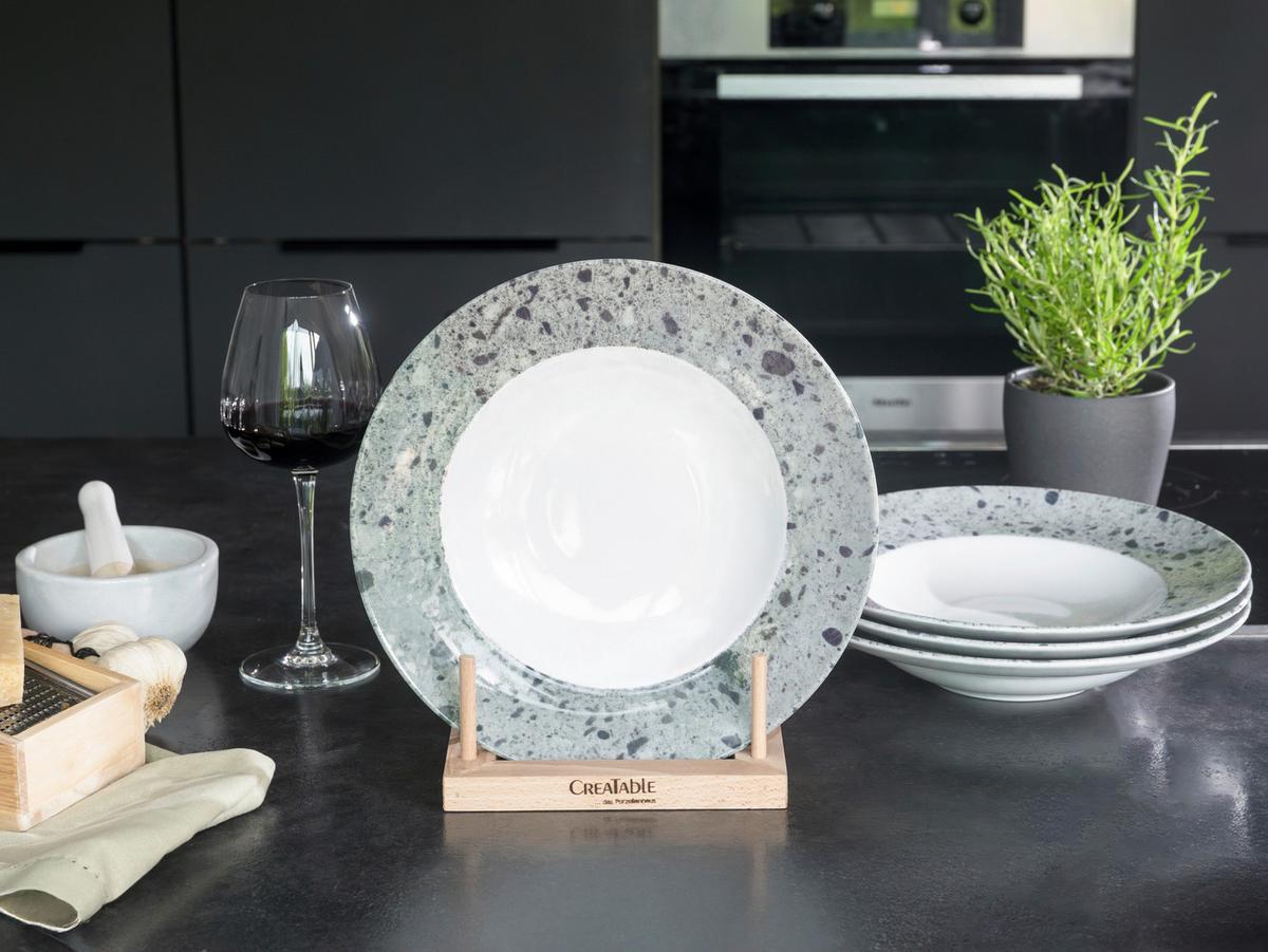 Set Krožnikov Za Testenine Stone Florenz, 4-Delni - siva/bela, Basics, keramika (27cm) - Creatable