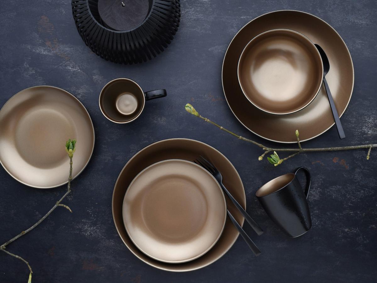 Kombinirani Servis Glamour Gold, 8-Delni - zlate barve/črna, keramika - Creatable