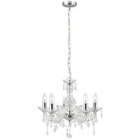 Kristály Függőlámpa Marie Therese 1455-5cl - krómszínű, Konventionell, műanyag/üveg (48/120cm)