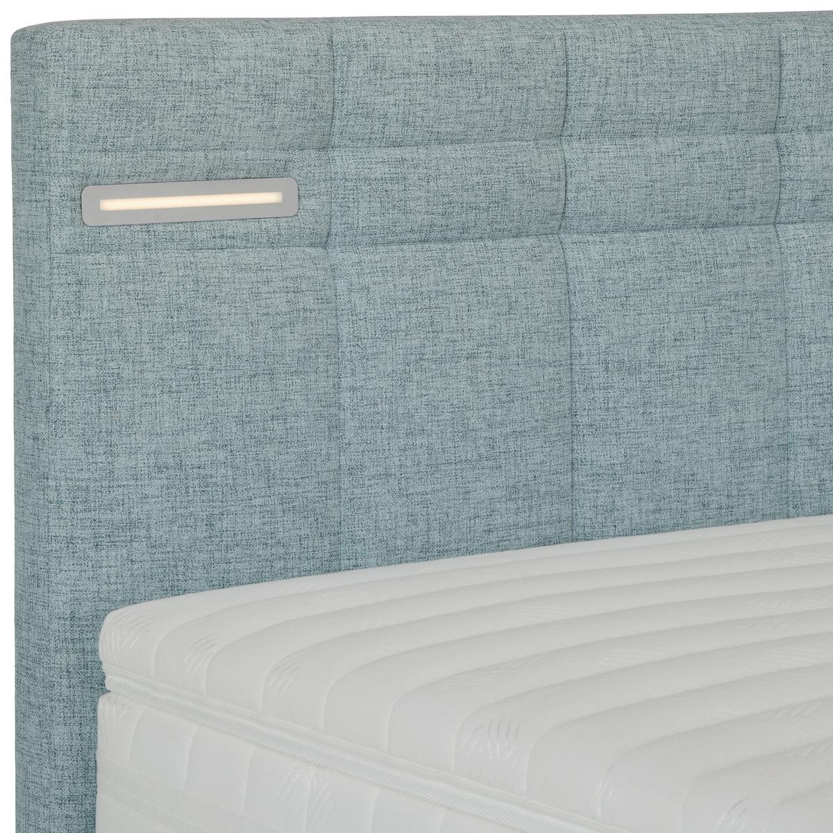Boxspringbett mit Beleuchtung ca. 180x200cm - Silberfarben/Mintgrün, Modern, Kunststoff/Textil (180/200cm) - Premium Living