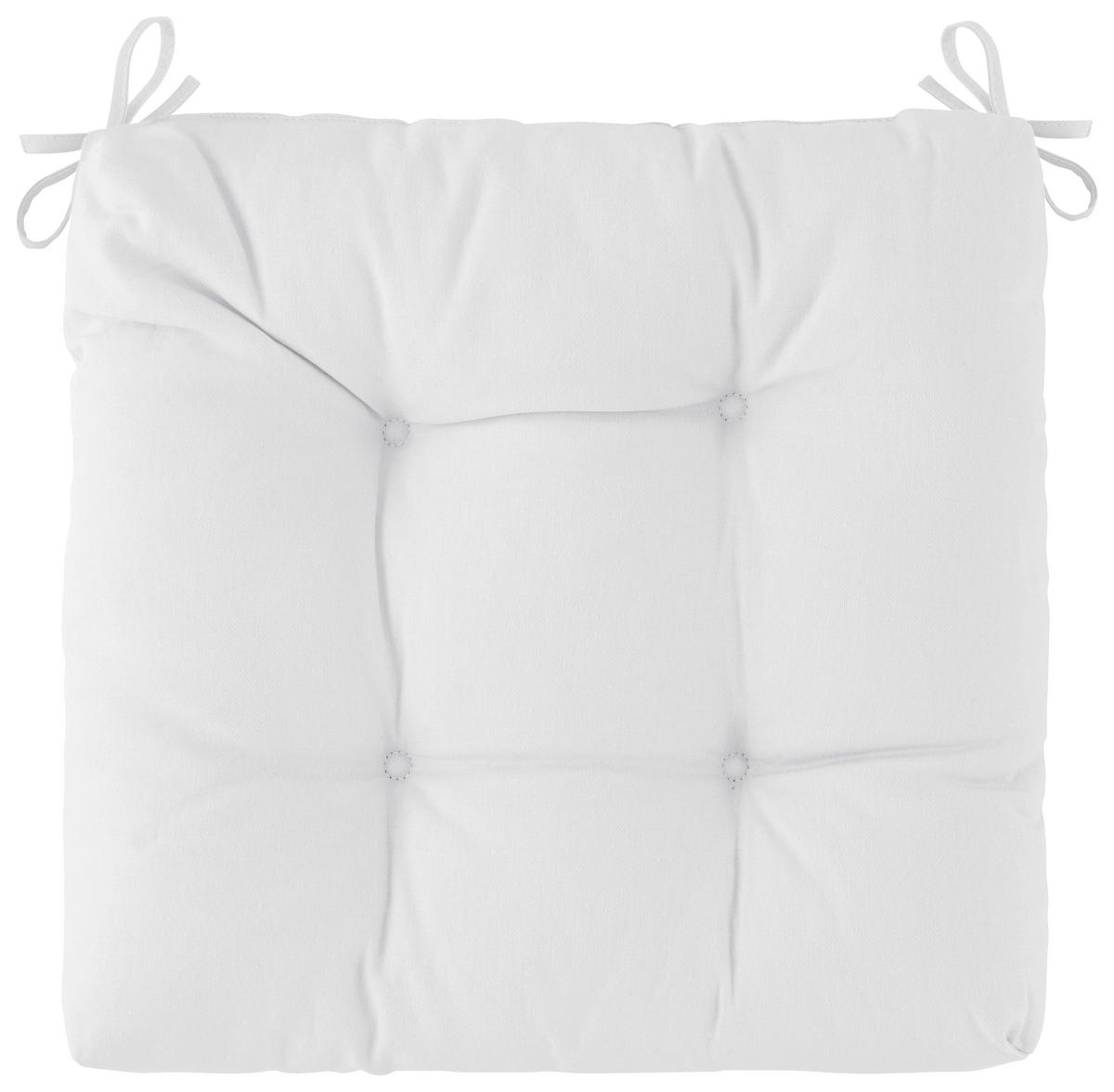 Sitzkissen Elli in Weiss ca. 40x40cm - Weiss, Konventionell (40/40/7cm) - Mömax