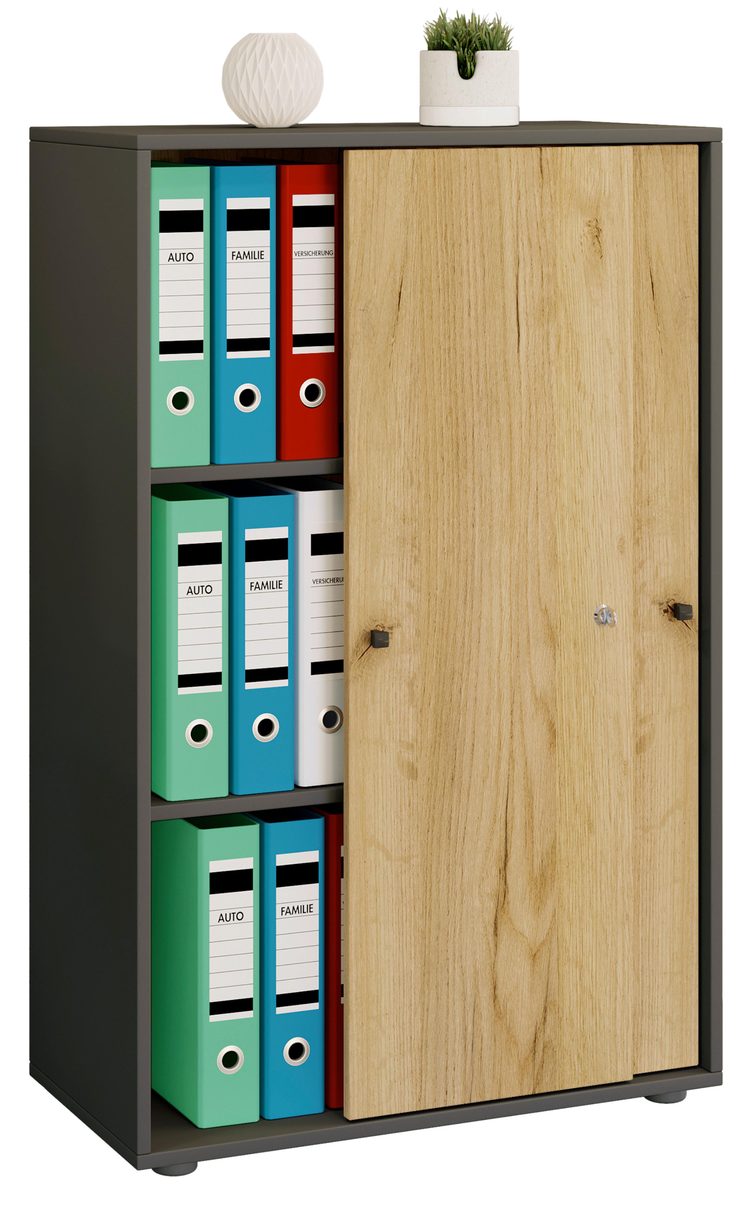 AKTENSCHRANK LONA XL - Honigeiche/Anthrazit, Design, Holzwerkstoff (70/110/39cm) - MID.YOU
