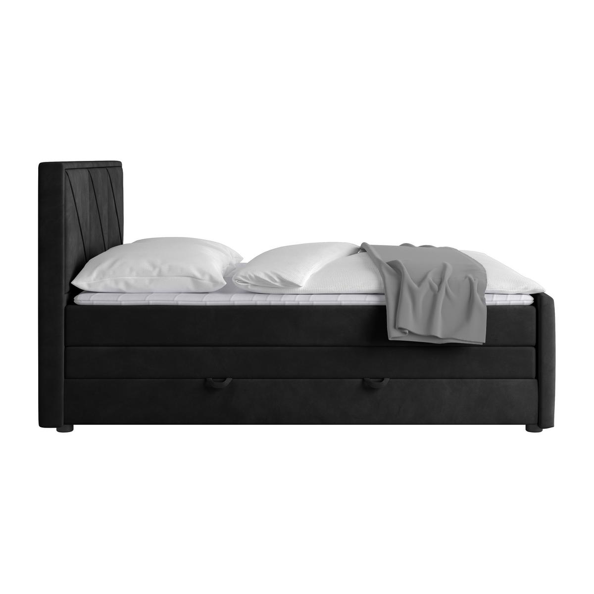 Boxspringbett Bologna ca. 180x200 cm Schwarz - Schwarz, MODERN, Karton/Holzwerkstoff (180/200cm) - MID.YOU