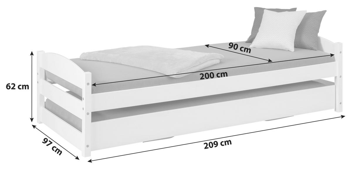 Bett Vindas Weiß - Naturfarben/Weiß, KONVENTIONELL, Holz (90-180/200cm) - MID.YOU