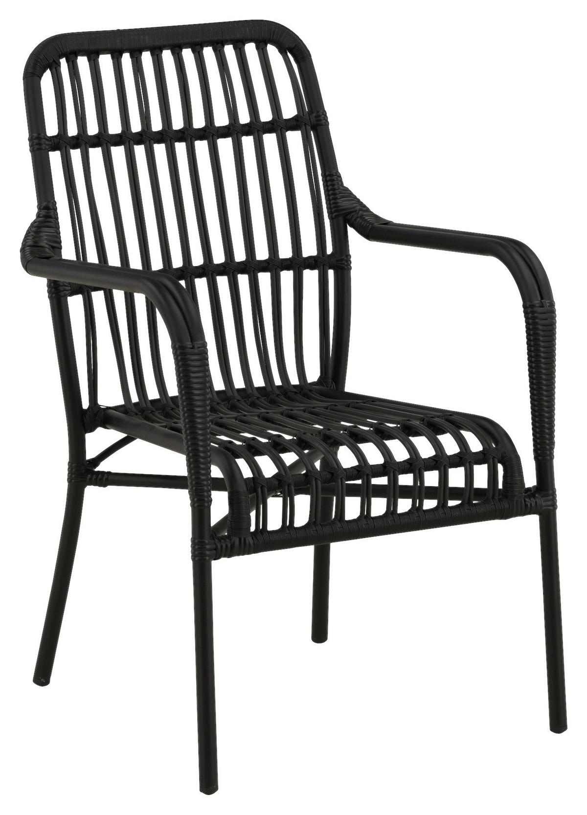 Loungesessel Rizal Schwarz - Schwarz, KONVENTIONELL, Kunststoff/Metall (57/90/64cm) - Gardenson