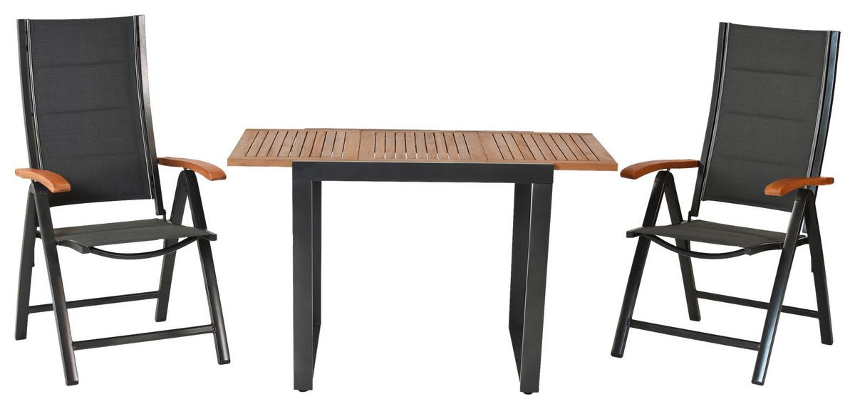 GARTENSET PAXOS - Graphitfarben/Akaziefarben, MODERN, Holz/Textil - Gardenson