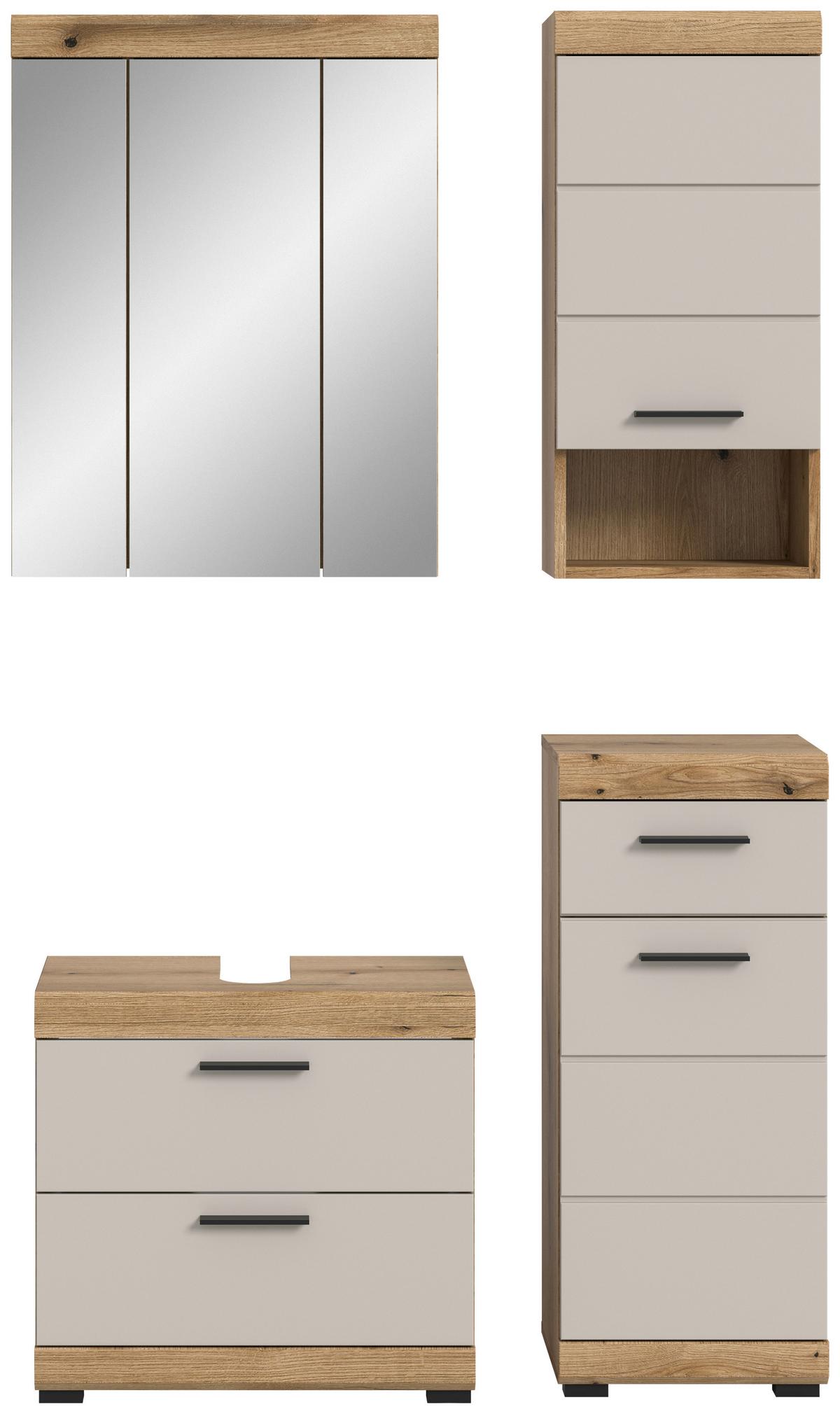 Badezimmer Scout 4-tlg. ca. 97 cm Kaschmir - Kaschmir/Schwarz, MODERN, Glas/Holzwerkstoff (97cm) - MID.YOU