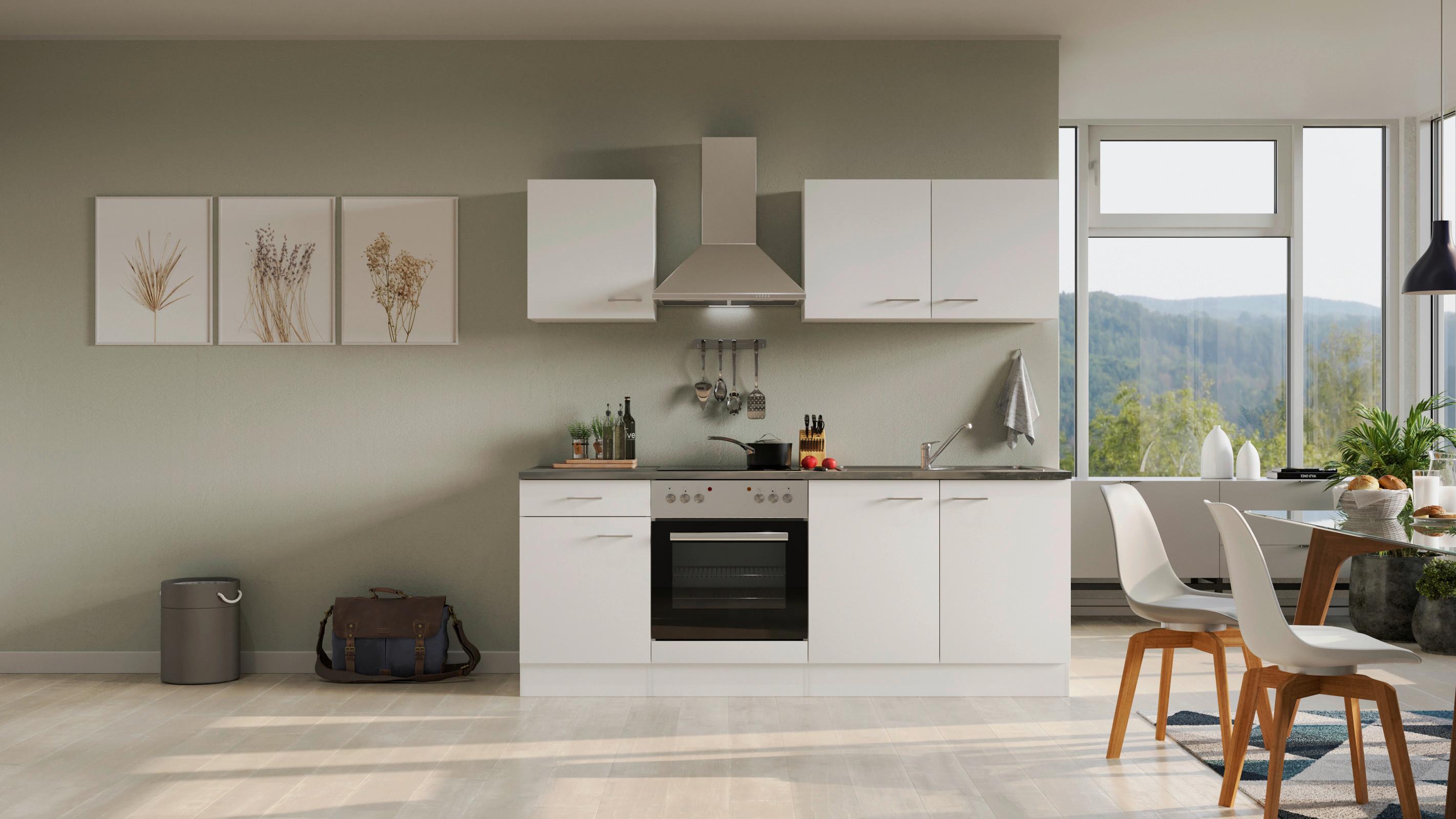 Kuhinjski Blok Lucca - bela/barve aluminija, Moderno, umetna masa/leseni material (210cm) - FlexWell