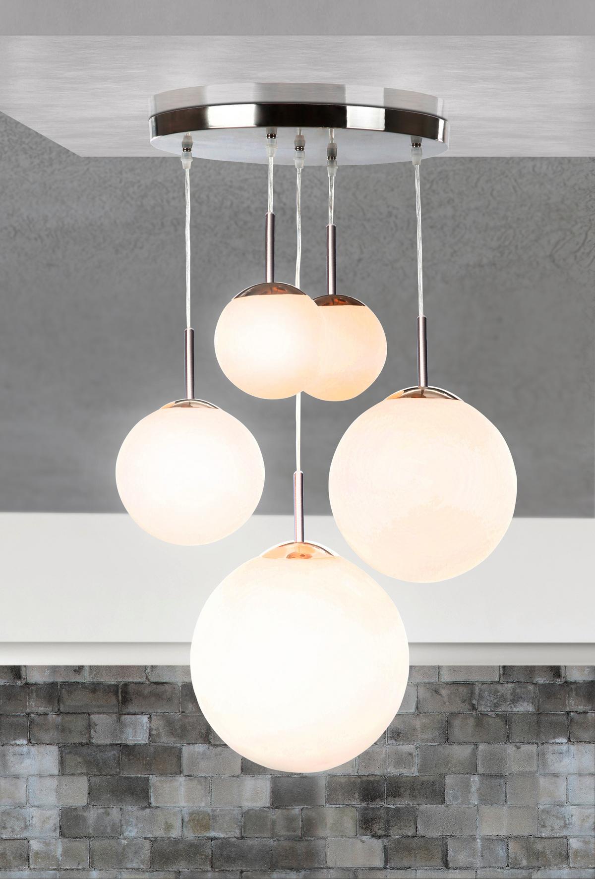 VISEĆA SVJETILJKA BALLA - boje nikla/opalna, Basics, staklo/metal (50/90cm) - Globo