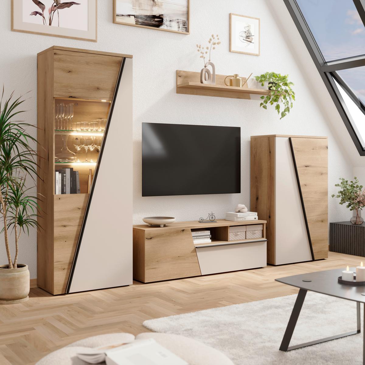 Venedig New Komoda - kašmir/boje hrasta, Moderno, drvni materijal/plastika (77/134/37cm) - Modern Living