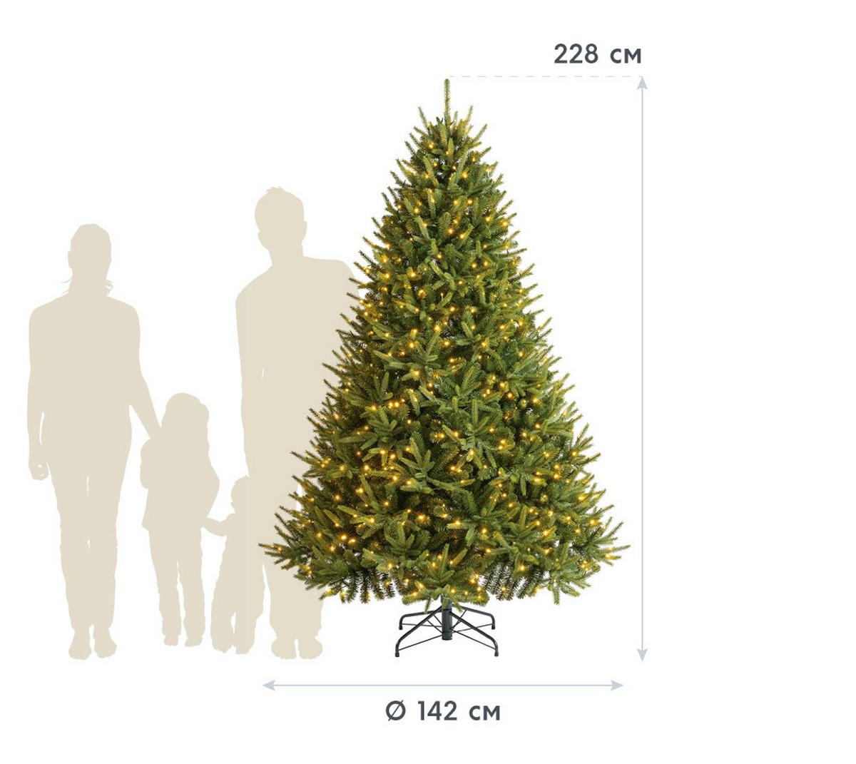 Weihnachtsbaum Evergreen Richmond Grün H: ca. 228cm - Waldgrün, Basics, Kunststoff (142/228cm)
