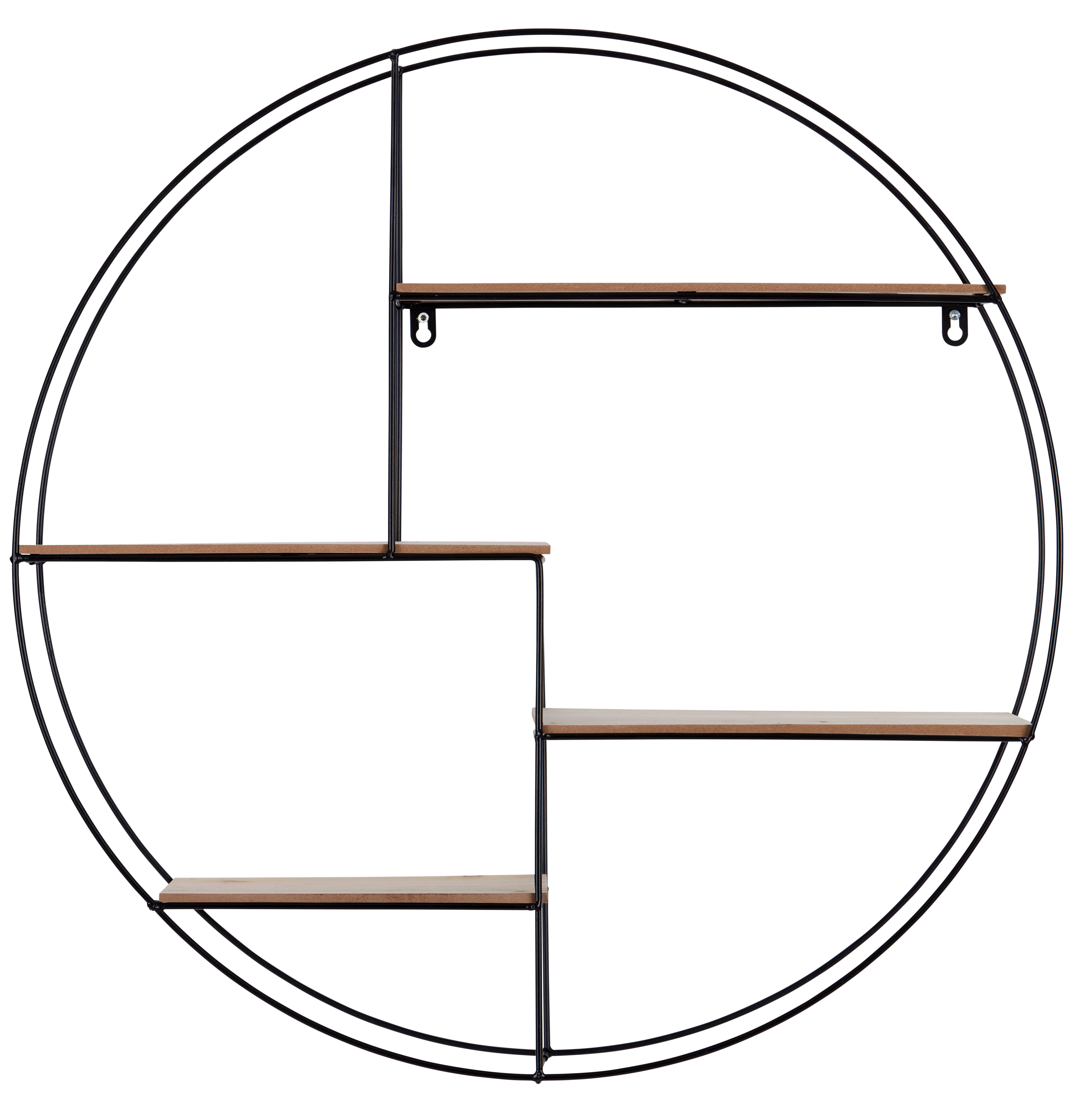 Polica Zidna Rom 1 - boje pinije/crna, Modern, drvni materijal/metal (70/70/15cm) - Modern Living