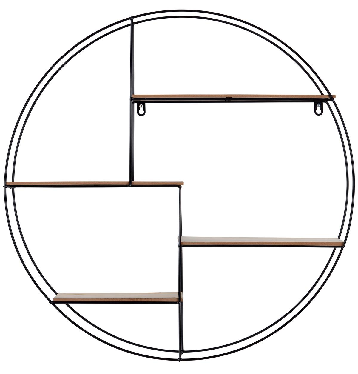 Stenski Regal Rom 1, Kovina, Les, Ø 70 Cm - črna/barve pinije, Moderno, kovina/leseni material (70/70/15cm) - Mömax