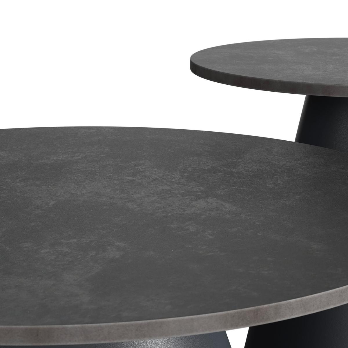 Couchtisch Mila 2er Set Dunkelgrau/Schwarz - Dunkelgrau/Schwarz, MODERN, Stein/Metall - Bessagi Home