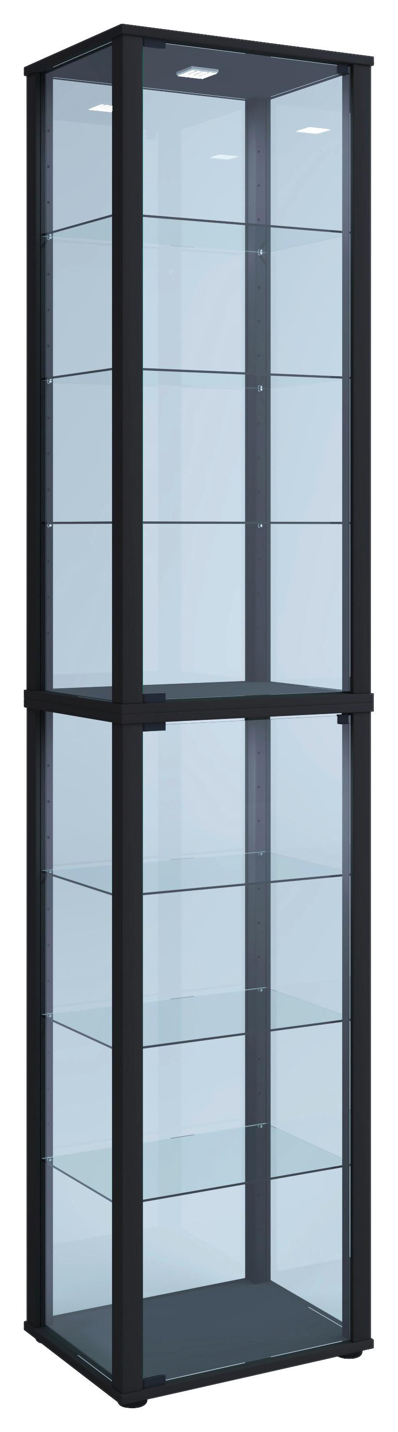 Vitrina Kavisa, Črna - črna, Moderno, umetna masa/steklo (50/227/38cm) - MID.YOU