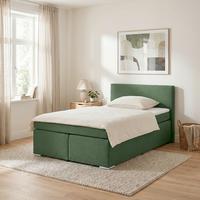 Boxspringbett Mira 2 Dunkelgrün Ca. 160x200cm - Chromfarben/Dunkelgrün, Modern, Holz/Kunststoff (160/200cm) - Based