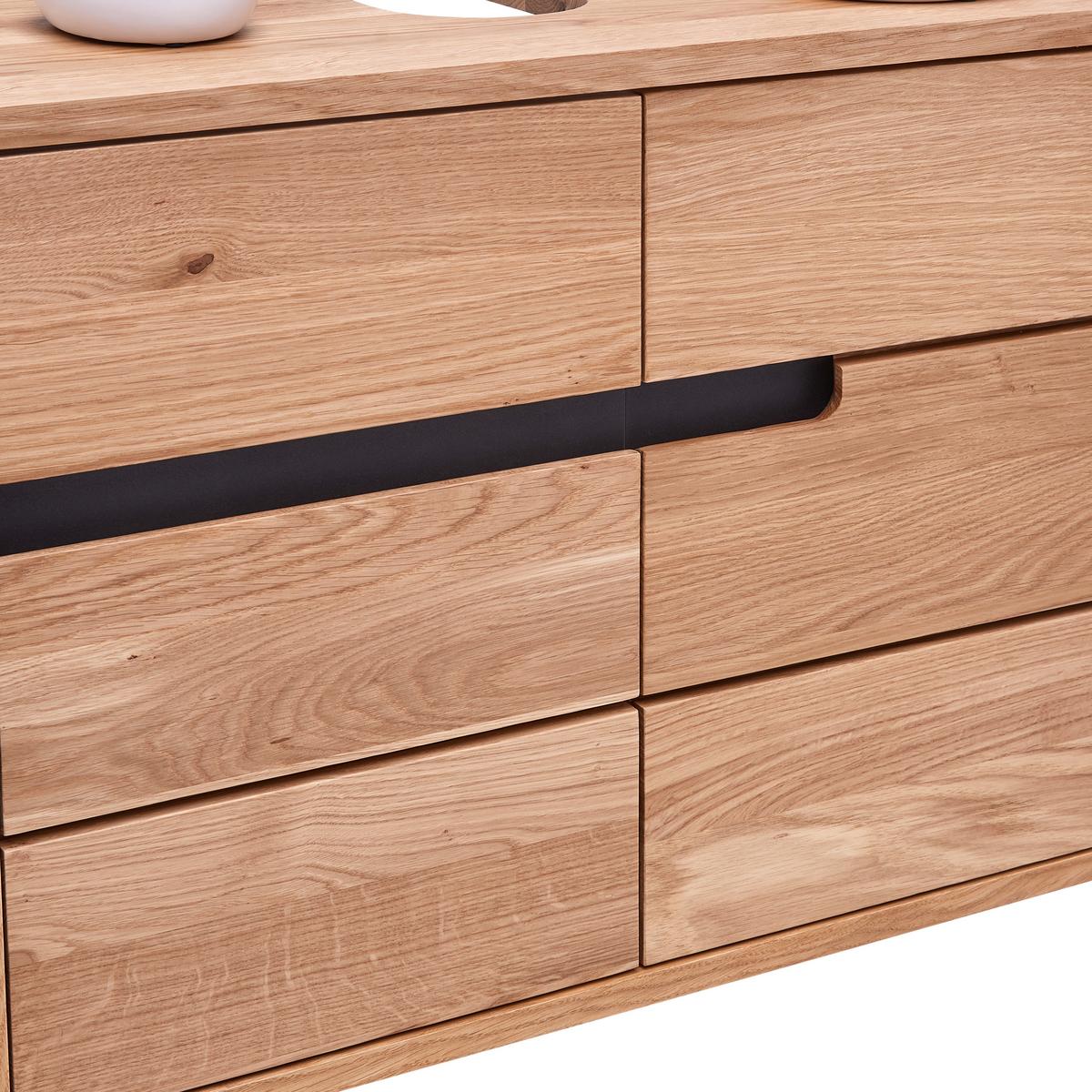 Waschbeckenunterschrank Avanto Eichefarben/Schwarz - Schwarz, Natur, Holz/Metall (64/61/35cm) - ecoTree