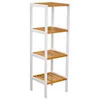 Polica Bambu - bijela/smeđa, Moderno, drvni materijal/drvo (34/110/33cm) - Modern Living