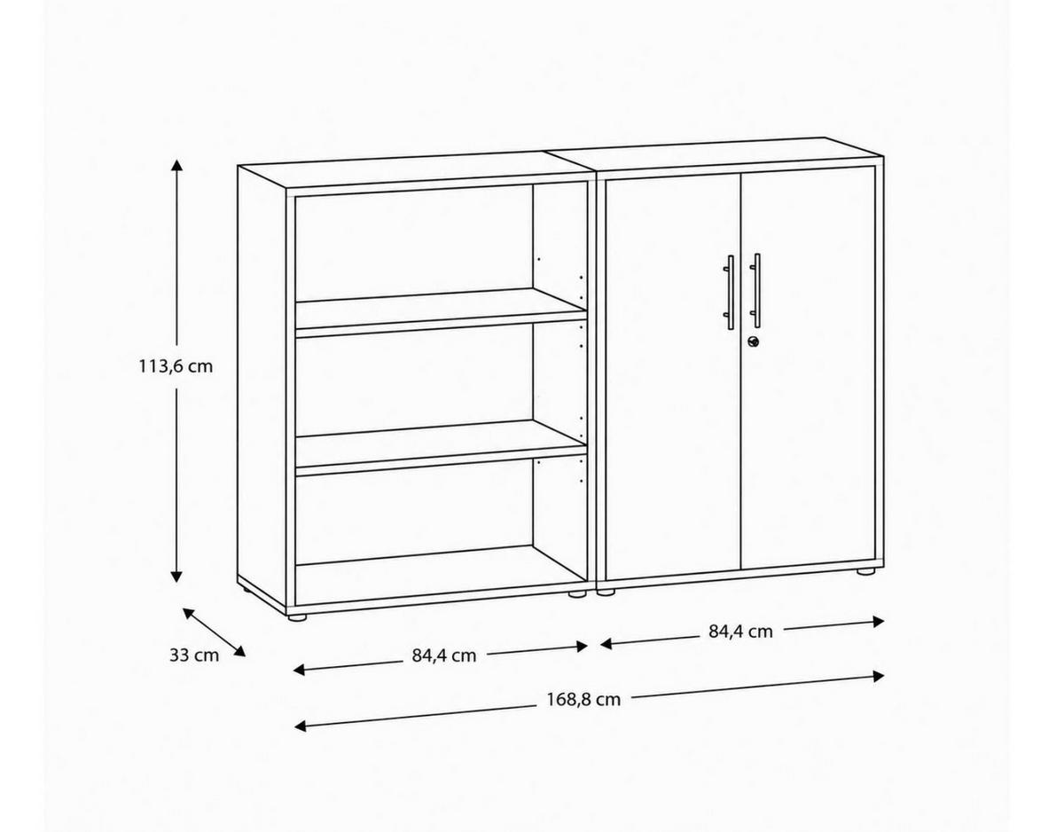 AKTENSCHRANK OFFICE EDITION-SW SET 1 NIEDR. - Anthrazit/Sonoma Eiche, MODERN, Holzwerkstoff (168,8/113,6/33cm) - MID.YOU