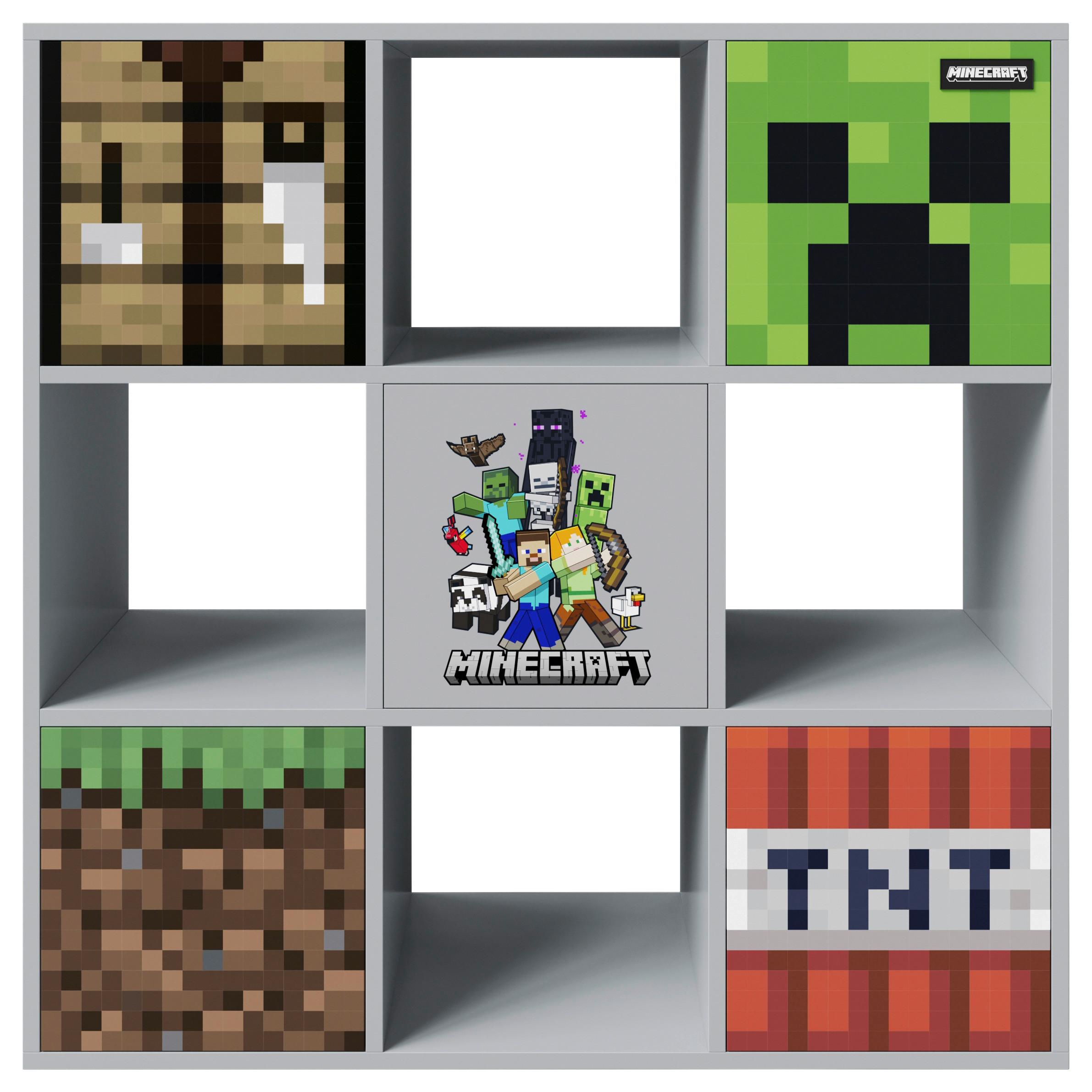 Regal Minecraft ca. 90x90x30 cm Grau - Multicolor/Grau, MODERN, Holzwerkstoff (90/90/30cm) - Minecraft