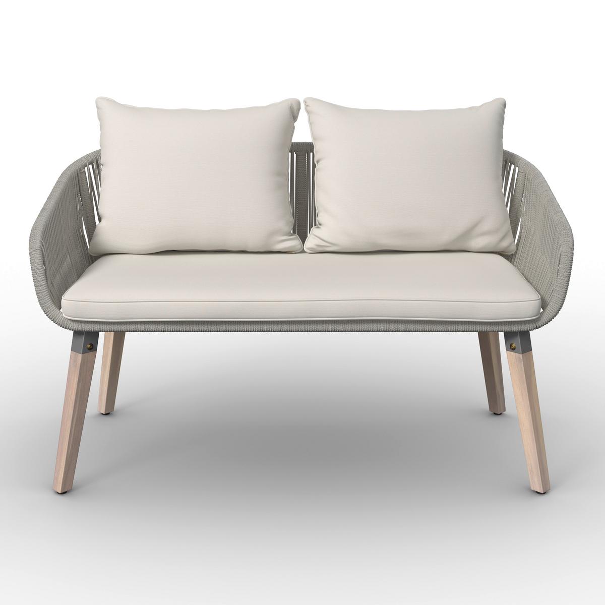 Loungegarnitur Elodie Grau Echtholz/Textil - Greige/Creme, Modern, Holz/Kunststoff - Bessagi Garden