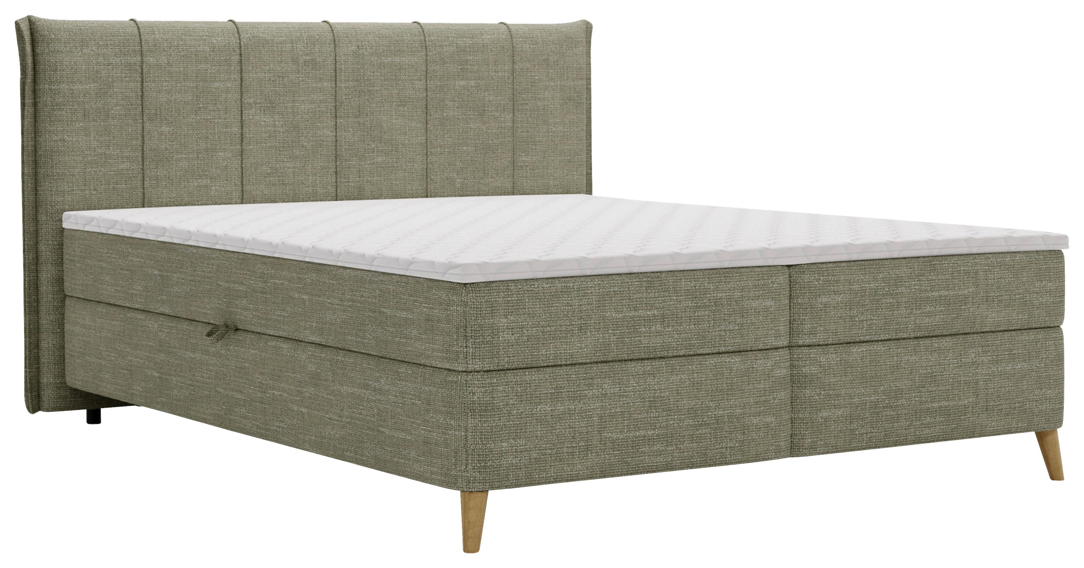 Boxbett Veloria Grün ca. 160x200cm - Schwarz/Grün, KONVENTIONELL, Textil/Metall (160/200cm) - Based