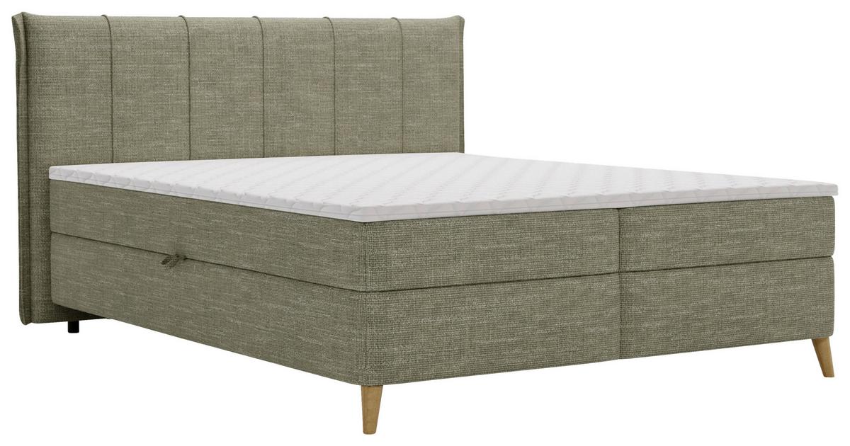 Boxbett Veloria Grün ca. 160x200cm - Schwarz/Grün, KONVENTIONELL, Textil/Metall (160/200cm) - Based