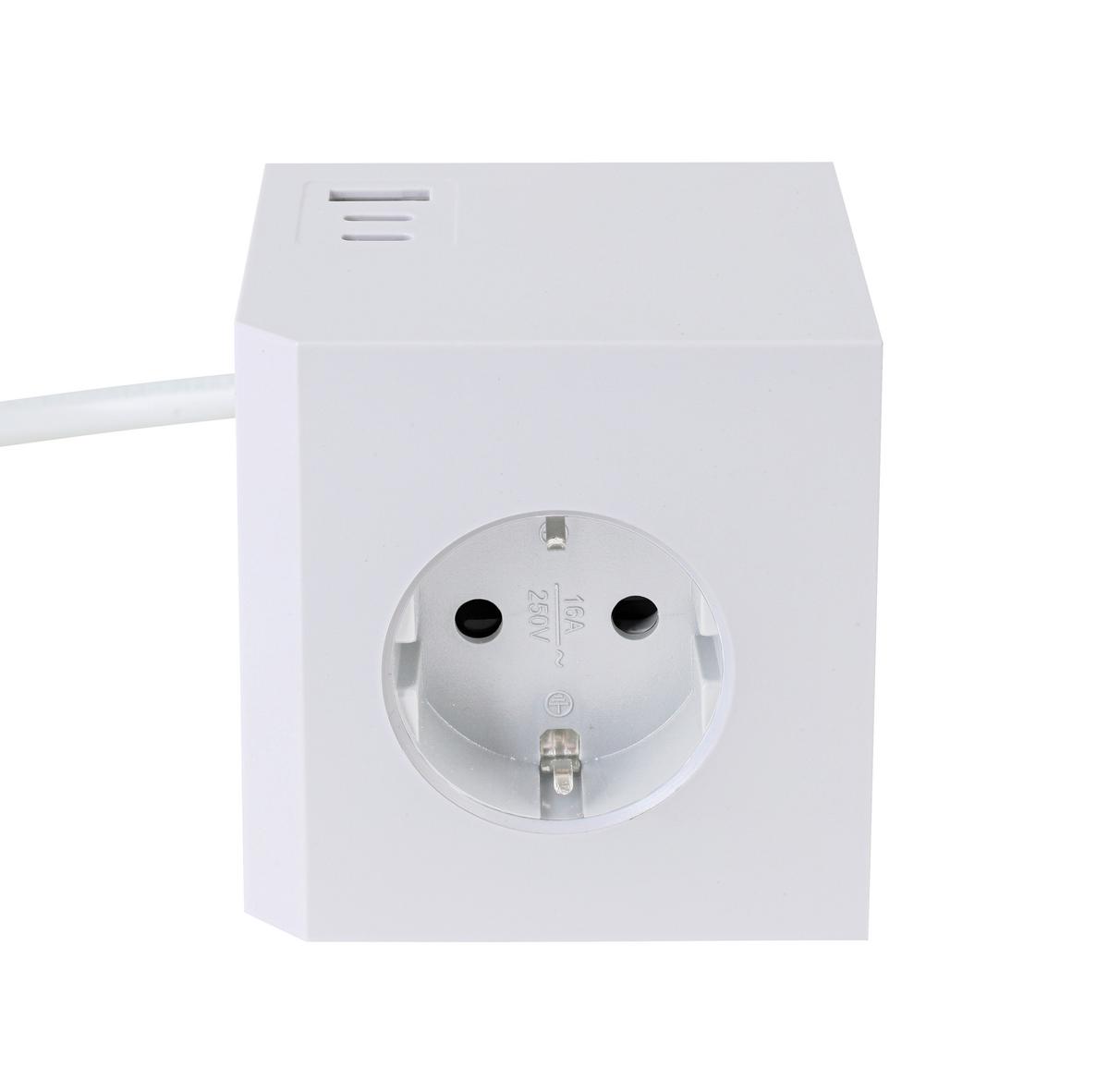 KOSTKA ZASILAJĄCA PLUG BOX - biały, Basics, tworzywo sztuczne (7,5/7,5/7,5cm) - Mican