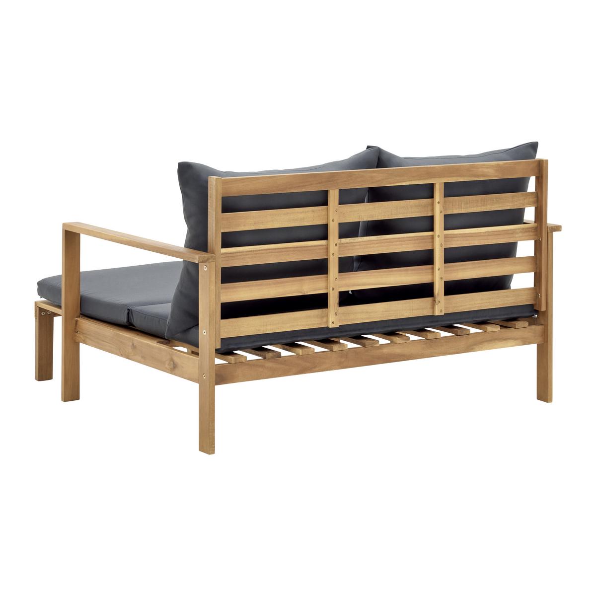 Sonneninsel Pia Dunkelgrau Akazie/Outdoorstoff - Dunkelgrau, MODERN, Holz/Textil (130/75/80-130cm) - Bessagi Garden