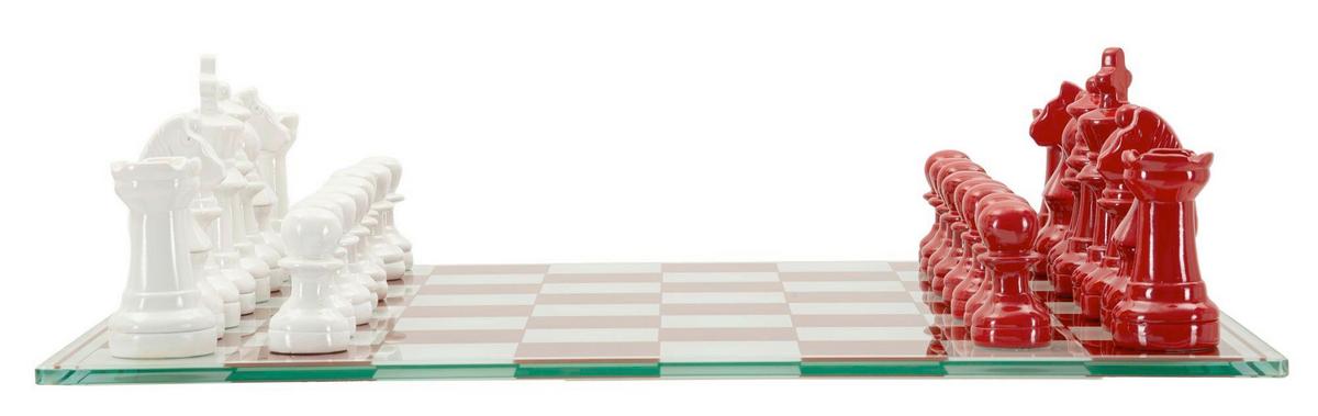Skulptur Chess Board Red/White Multicolor - Basics, Glas/Kunststoff (61/61/14cm)