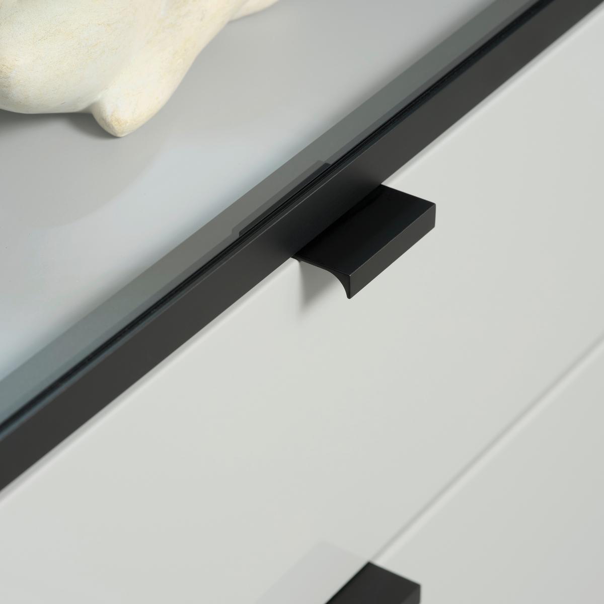 Vitrine in Grau - Schwarz/Grau, Modern, Glas/Holzwerkstoff (65/197/38cm) - Mömax