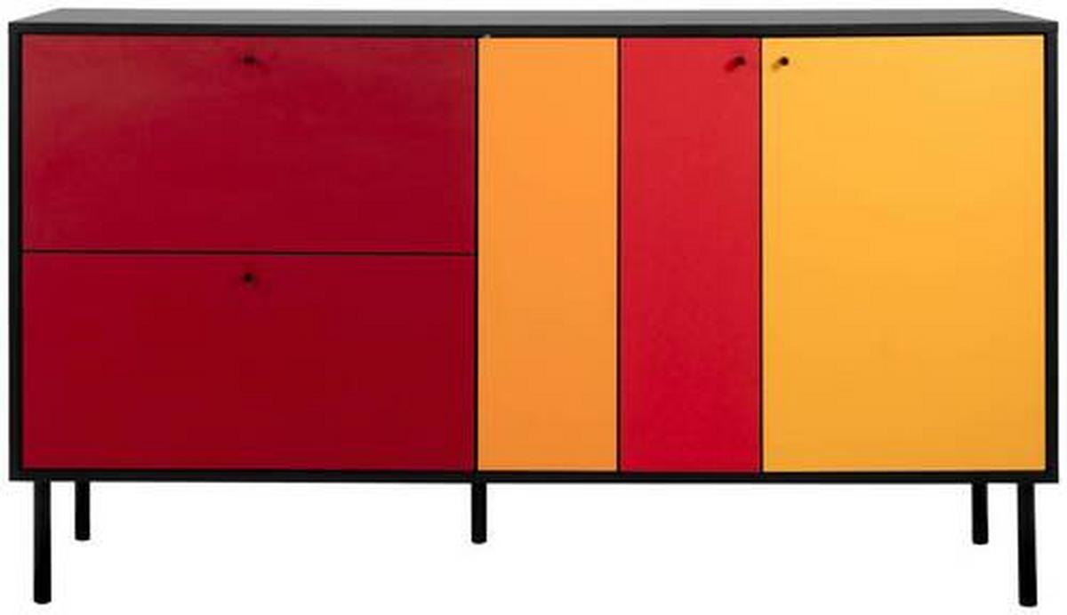 Tálalószekrény Lucca - fekete/többszínű, Design, faalapú anyag/fém (146/81/40cm) - MID.YOU