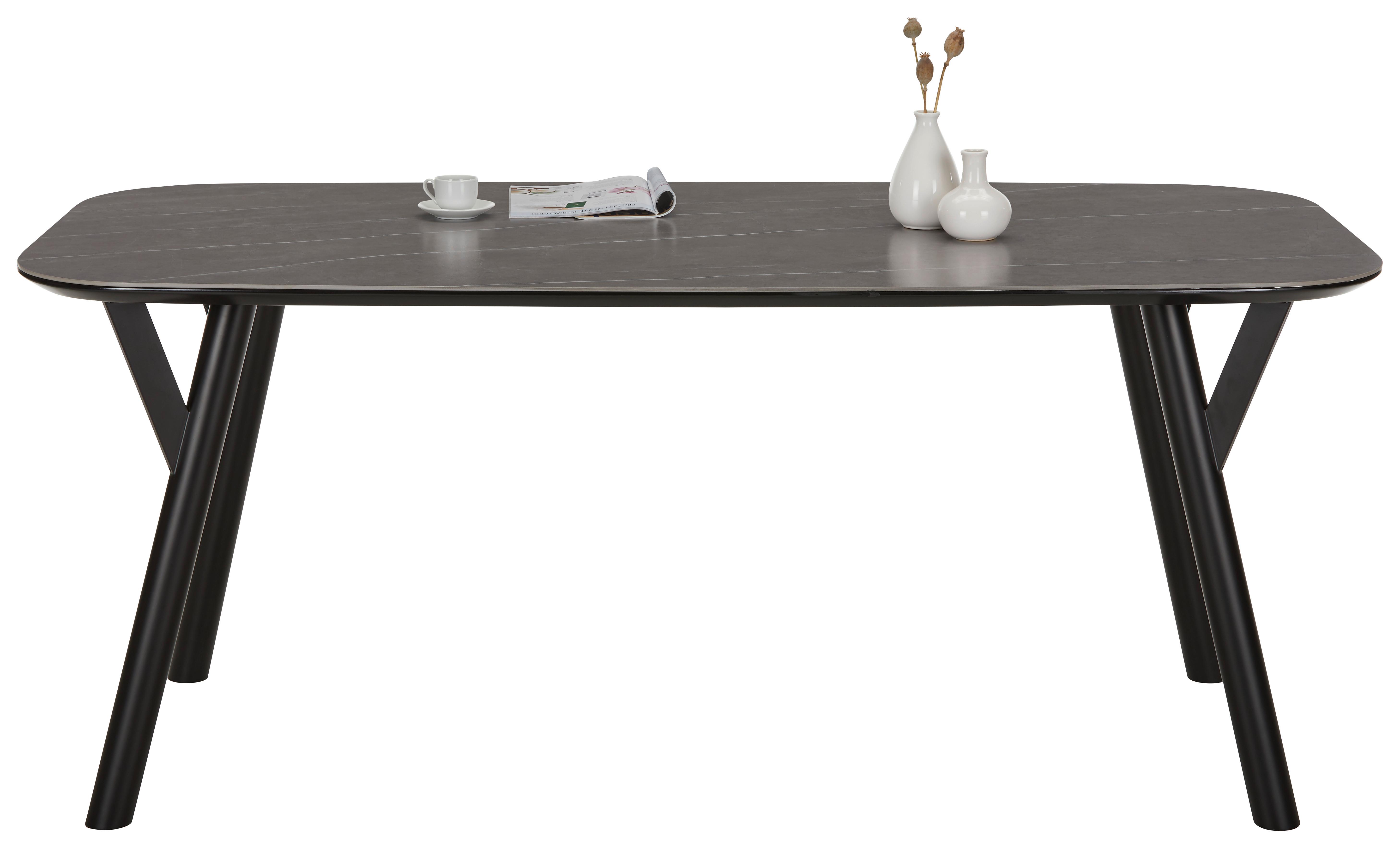 Étkezőasztal Sion - Szürke/Fekete, modern, Kerámia/Fa (180/90/75cm) - Modern Living