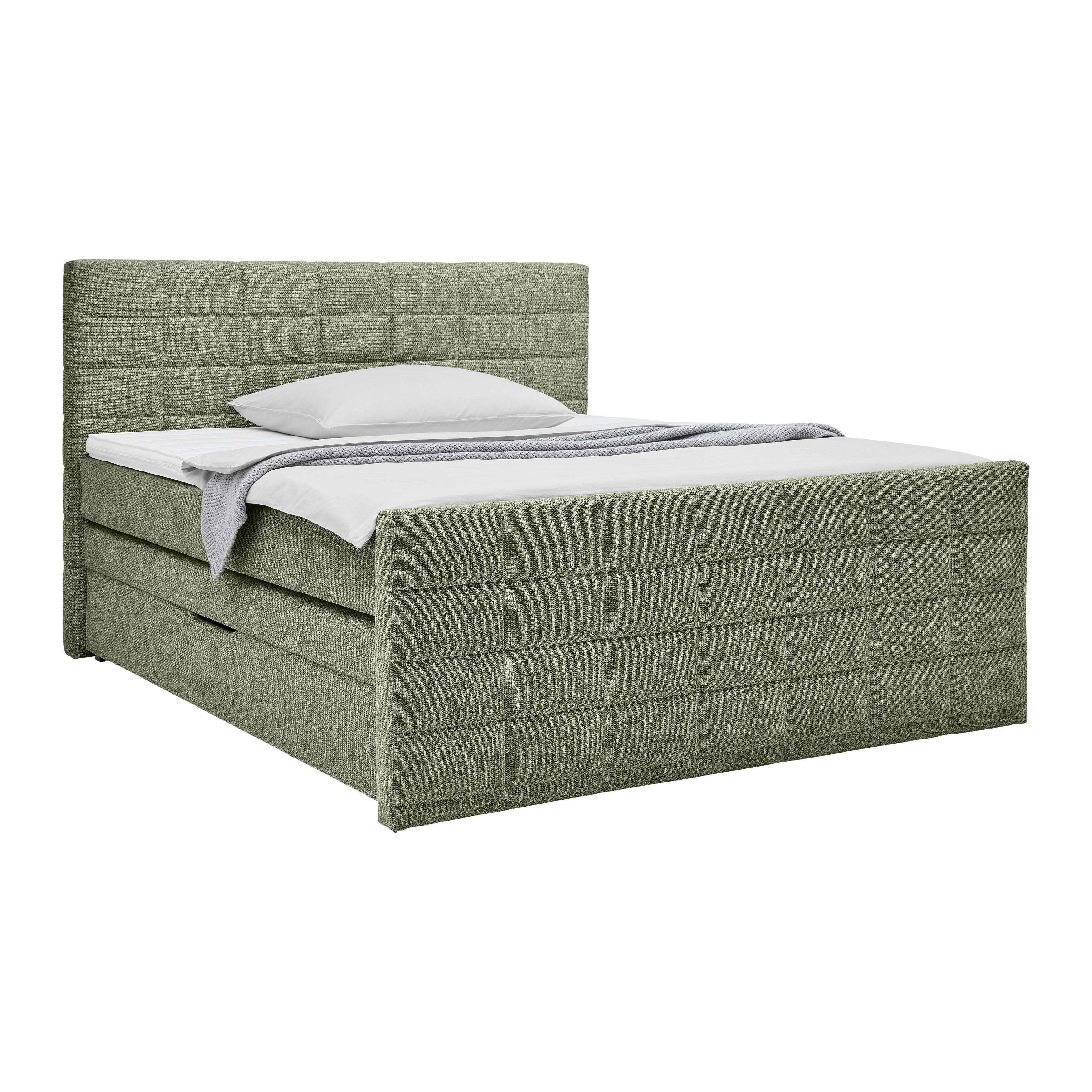 Boxspringbett Damon Grün ca. 180x200cm - Schwarz/Grün, KONVENTIONELL, Kunststoff/Textil (180/200cm) - Mömax