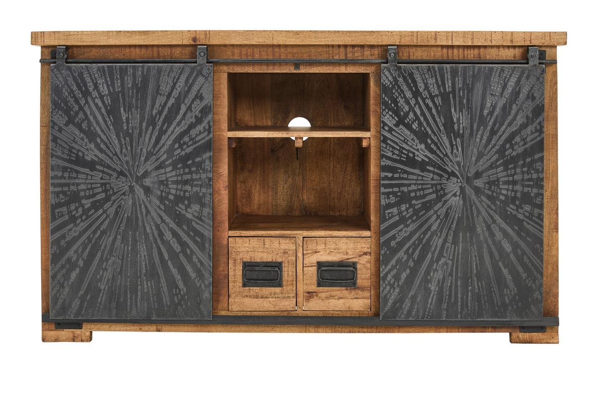 KOMODA SZEROKA BARAKO - kolor naturalny/czarny, Design, metal/drewno (145/85/40cm) - Ambia Home