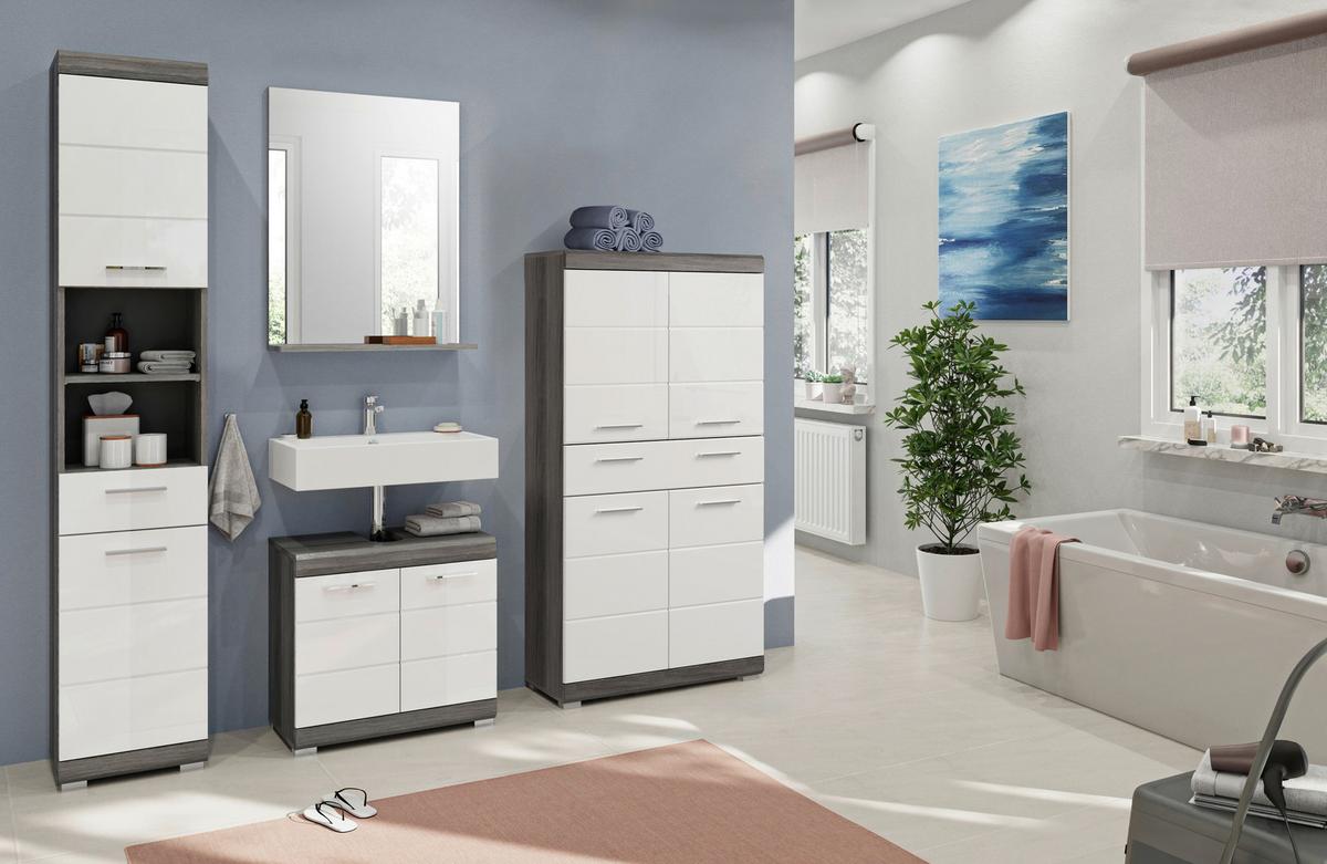 Kopalnica Scout, Antracit, Bela, 4-Delno - siva/bela, Moderno, umetna masa/leseni material (171cm) - MID.YOU