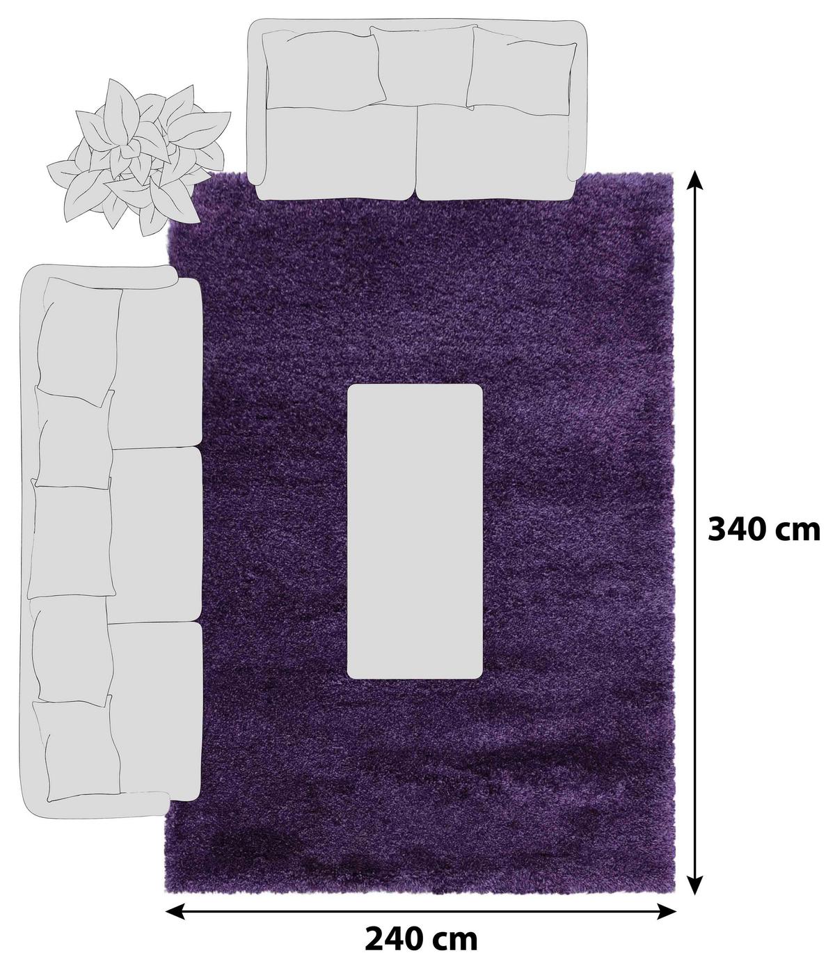Hochflorteppich Fluffy Lila ca. 240x340cm - Lila, Basics, Textil (240/340cm)